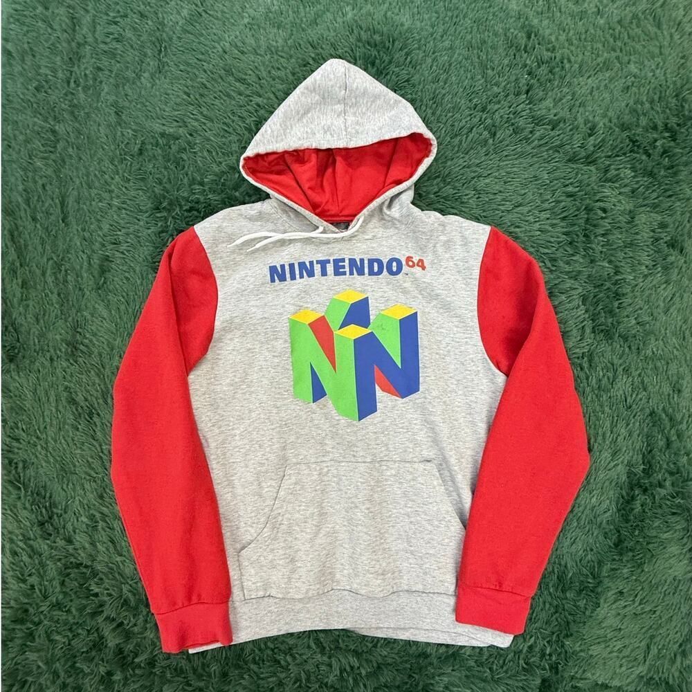 Nintendo 64 N64 Red | Gray Medium Sweatshirt Hoodie Video Games Gift